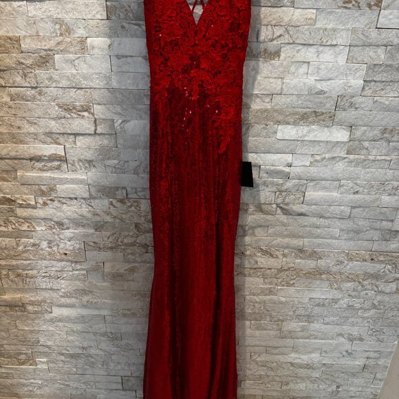 Lulus I've Got To Glow Red Sequin Lace-up Mermaid Maxi Dress - Size M - Picture 3 of 6